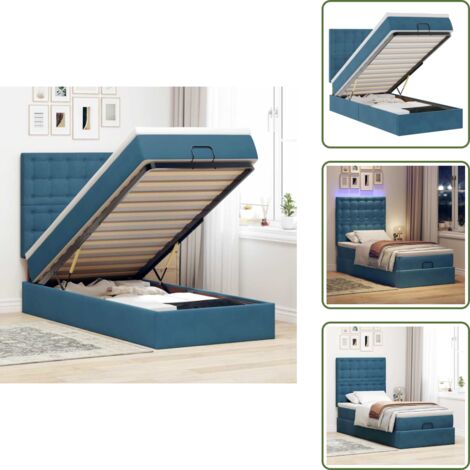 Coprimaterasso - vidaXL Struttura Letto Pouf con Materassi 90x200 cm in Velluto - Luci a LED