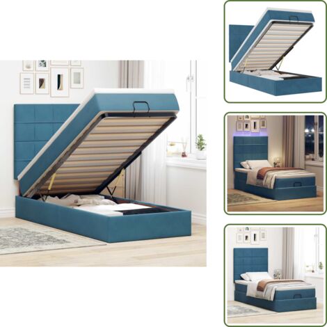 Coprimaterasso - vidaXL Struttura Letto Pouf con Materassi 90x200 cm in Velluto - Luci a LED