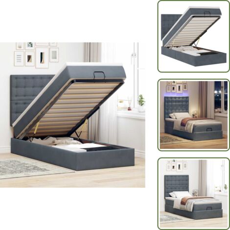 Coprimaterasso - vidaXL Struttura Letto Pouf con Materassi 90x200 cm in Velluto - Luci a LED