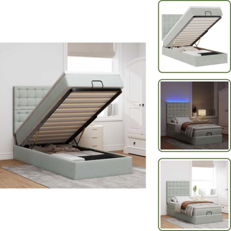 Coprimaterasso - vidaXL Struttura Letto Pouf con Materassi 90x200 cm in Velluto - Luci a LED