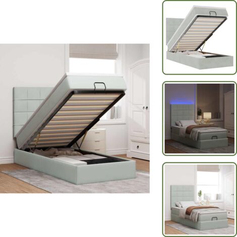 Coprimaterasso - vidaXL Struttura Letto Pouf con Materassi 90x200 cm in Velluto - Luci a LED