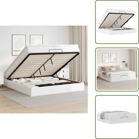 Coprimaterasso - vidaXL Struttura Letto Pouf con Materassi Bianco 200x200 cm Similpelle - Struttura letto