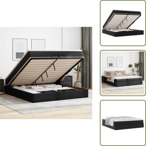 Coprimaterasso - vidaXL Struttura Letto Pouf con Materassi Nero 200x200 cm Similpelle - Letto con materasso
