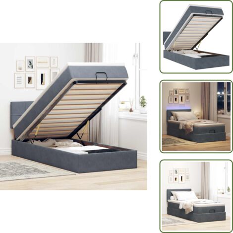 Coprimaterasso - vidaXL Struttura Letto Pouf con Materasso 100x200 cm Velluto - Luci a LED