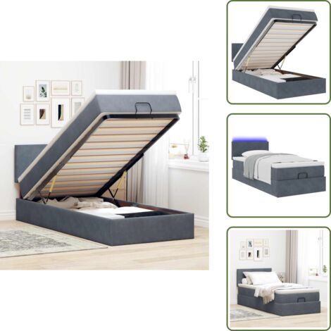 Coprimaterasso - vidaXL Struttura Letto Pouf con Materasso 100x200 cm Velluto - Luci a LED