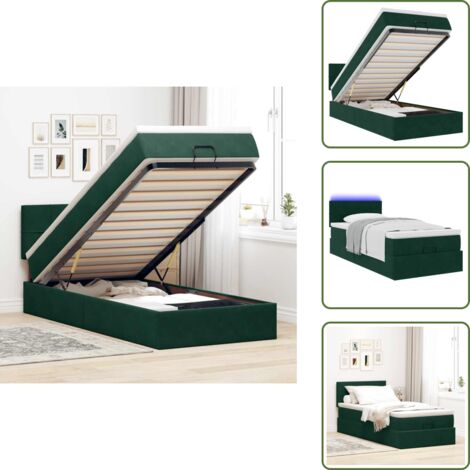 Coprimaterasso - vidaXL Struttura Letto Pouf con Materasso 100x200 cm Velluto - Luci a LED