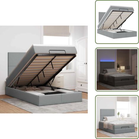 Coprimaterasso - vidaXL Struttura Letto Pouf con Materasso 120x190 cm in Tessuto - Luci a LED