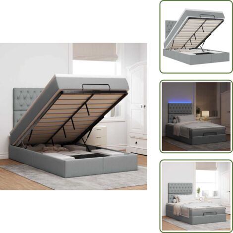 Coprimaterasso - vidaXL Struttura Letto Pouf con Materasso 120x190 cm in Tessuto - Luci a LED