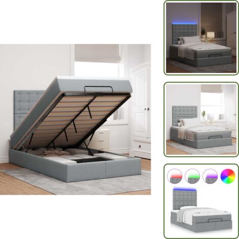 Coprimaterasso - vidaXL Struttura Letto Pouf con Materasso 120x190 cm in Tessuto - Luci a LED