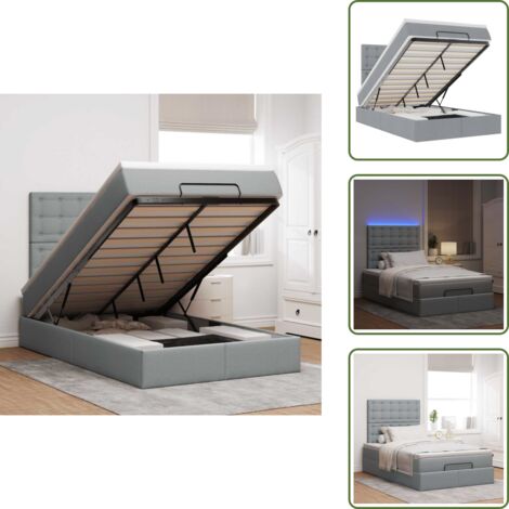 Coprimaterasso - vidaXL Struttura Letto Pouf con Materasso 120x200 cm in Tessuto - Luci a LED