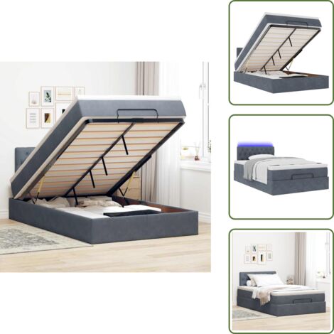 Coprimaterasso - vidaXL Struttura Letto Pouf con Materasso 120x200 cm Velluto - Luci a LED