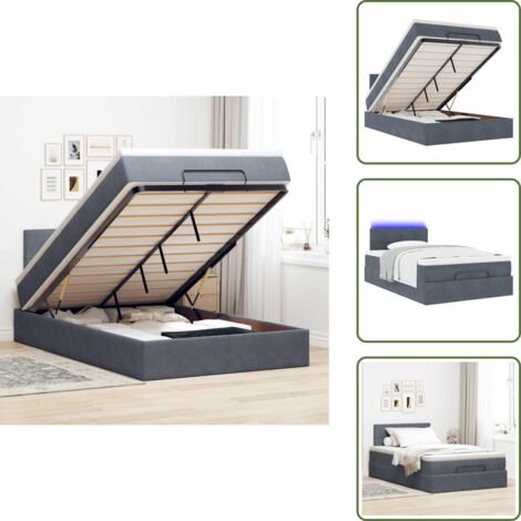 Coprimaterasso - vidaXL Struttura Letto Pouf con Materasso 120x200 cm Velluto - Luci a LED