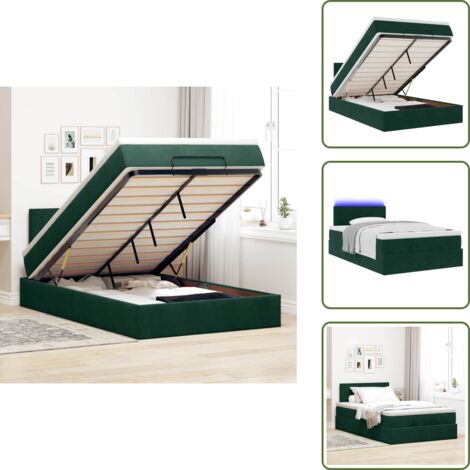 Coprimaterasso - vidaXL Struttura Letto Pouf con Materasso 120x200 cm Velluto - Luci a LED