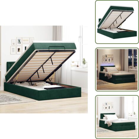 Coprimaterasso - vidaXL Struttura Letto Pouf con Materasso 120x200 cm Velluto - Luci a LED