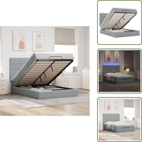 Coprimaterasso - vidaXL Struttura Letto Pouf con Materasso 140x190 cm in Tessuto - Luci a LED