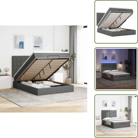 Coprimaterasso - vidaXL Struttura Letto Pouf con Materasso 140x190 cm in Tessuto - Luci a LED