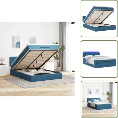 Coprimaterasso - vidaXL Struttura Letto Pouf con Materasso 140x190 cm in Velluto - Luci a LED