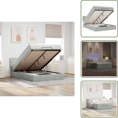 Coprimaterasso - vidaXL Struttura Letto Pouf con Materasso 140x190 cm Velluto - Luci a LED