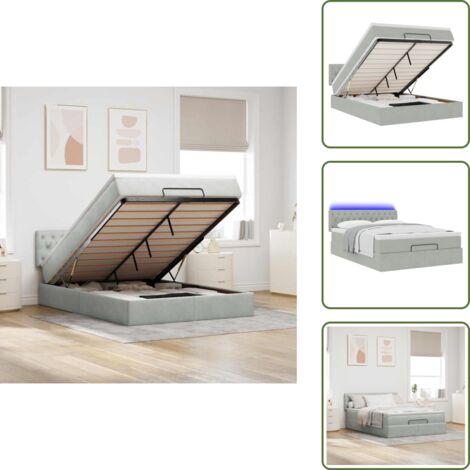 Coprimaterasso - vidaXL Struttura Letto Pouf con Materasso 140x190 cm Velluto - Luci a LED