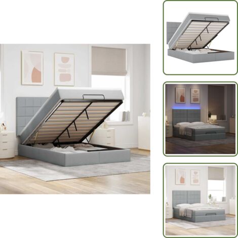 Coprimaterasso - vidaXL Struttura Letto Pouf con Materasso 140x200 cm in Tessuto - Luci a LED