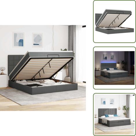 Coprimaterasso - vidaXL Struttura Letto Pouf con Materasso 160x200 cm in Tessuto - Luci a LED