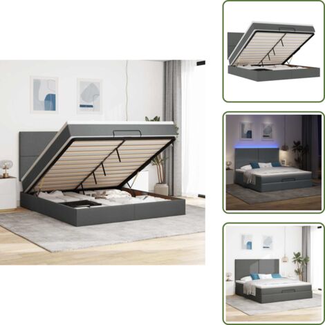 Coprimaterasso - vidaXL Struttura Letto Pouf con Materasso 160x200 cm in Tessuto - Luci a LED