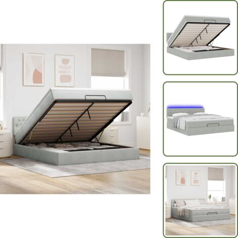 Coprimaterasso - vidaXL Struttura Letto Pouf con Materasso 160x200 cm in Velluto - Luci a LED
