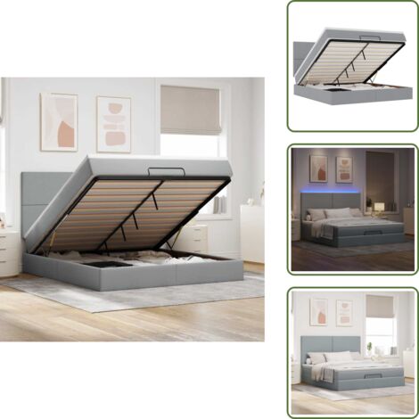 Coprimaterasso - vidaXL Struttura Letto Pouf con Materasso 180x200 cm in Tessuto - Luci a LED