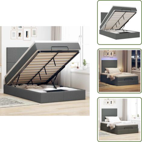 Coprimaterasso - vidaXL Struttura Letto Pouf con Materasso 80x200 cm in Tessuto - Luci a LED