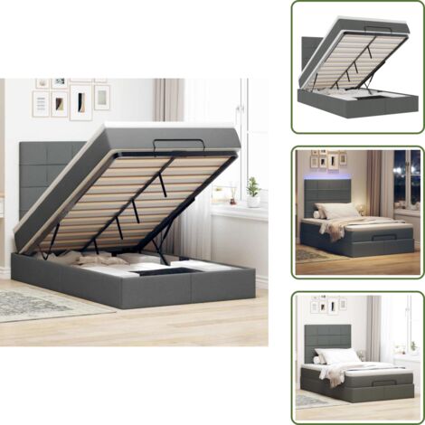 Coprimaterasso - vidaXL Struttura Letto Pouf con Materasso 80x200 cm in Tessuto - Luci a LED