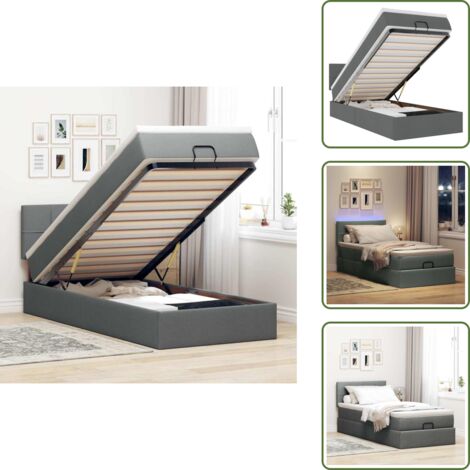 Coprimaterasso - vidaXL Struttura Letto Pouf con Materasso 90x190 cm in Tessuto - Luci a LED