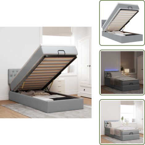 Coprimaterasso - vidaXL Struttura Letto Pouf con Materasso 90x190 cm in Tessuto - Luci a LED