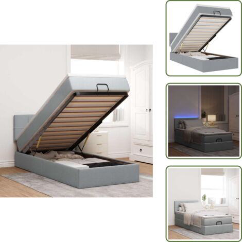Coprimaterasso - vidaXL Struttura Letto Pouf con Materasso 90x190 cm in Tessuto - Luci a LED