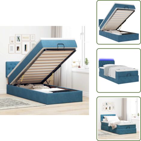Coprimaterasso - vidaXL Struttura Letto Pouf con Materasso 90x190 cm in Velluto - Luci a LED