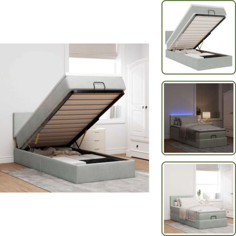 Coprimaterasso - vidaXL Struttura Letto Pouf con Materasso 90x190 cm in Velluto - Luci a LED