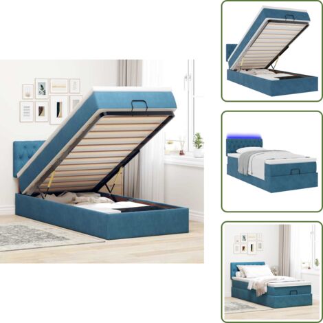 Coprimaterasso - vidaXL Struttura Letto Pouf con Materasso 90x200 cm in Velluto - Luci a LED