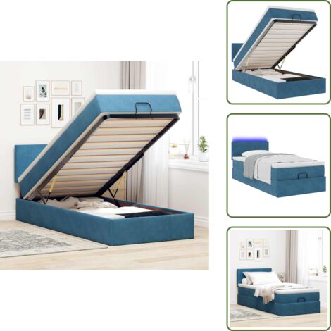 Coprimaterasso - vidaXL Struttura Letto Pouf con Materasso 90x200 cm in Velluto - Luci a LED