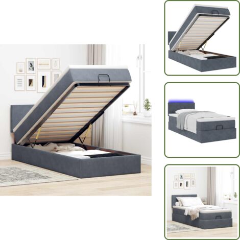 Coprimaterasso - vidaXL Struttura Letto Pouf con Materasso 90x200 cm in Velluto - Luci a LED