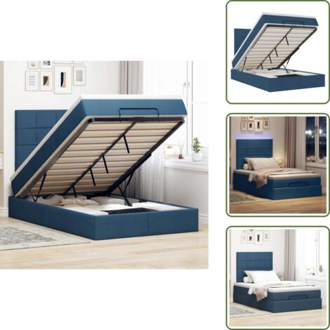 Coprimaterasso - vidaXL Struttura Letto Pouf con Materasso Blu 120x200 cm in Tessuto - Luci a LED