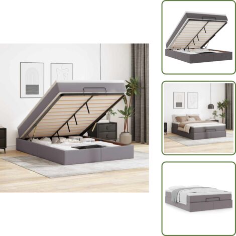 Coprimaterasso - vidaXL Struttura Letto Pouf con Materasso Grigio 140x200 cm Similpelle - Struttura letto