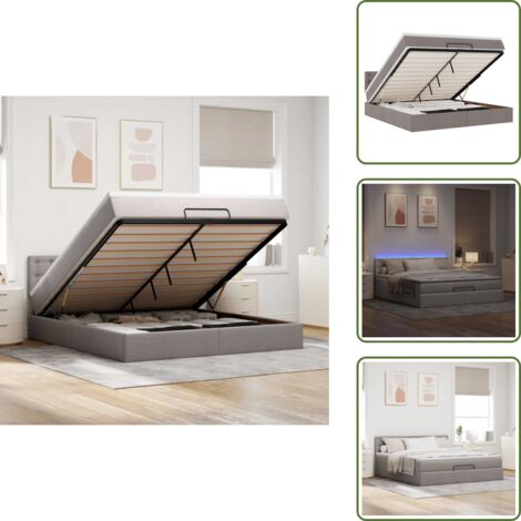 Coprimaterasso - vidaXL Struttura Letto Pouf con Materasso Tortora 160x200cm in Tessuto - Luci a LED