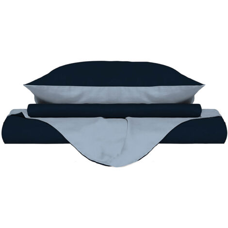 Copripiumino 1 Piazza e Mezzo con Sacco e Federe Doubleface Blu Scuro/Azzurro