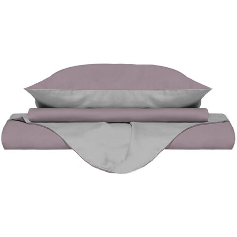 Copripiumino 1 Piazza e Mezzo con Sacco e Federe Doubleface Rosa Antico/Grigio Chiaro