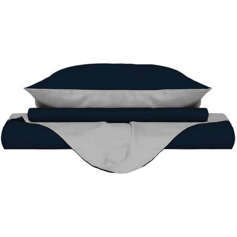 Copripiumino con Sacco e Federe Doubleface Blu Scuro/Grigio Chiaro 1 Piazza e Mezzo