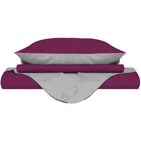 Copripiumino con Sacco e Federe Doubleface Fuxia/Grigio Singolo