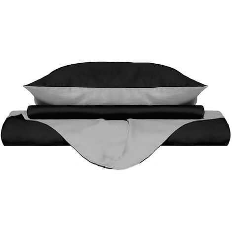 Copripiumino con Sacco e Federe Doubleface Nero/Grigio Chiaro 1 Piazza e Mezzo
