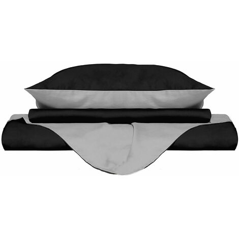 Copripiumino con Sacco e Federe Doubleface Nero/Grigio Chiaro Matrimoniale