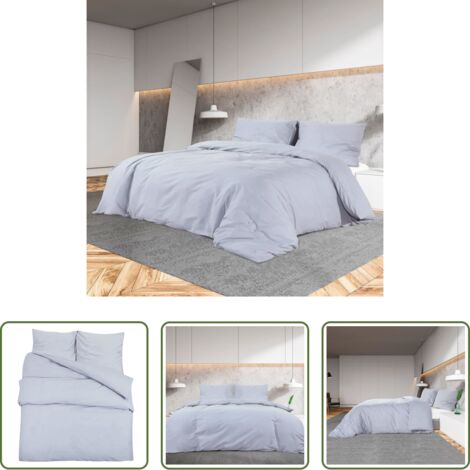 Copripiumino cotone -  Set Copripiumino Grigio 140x200 cm in Cotone