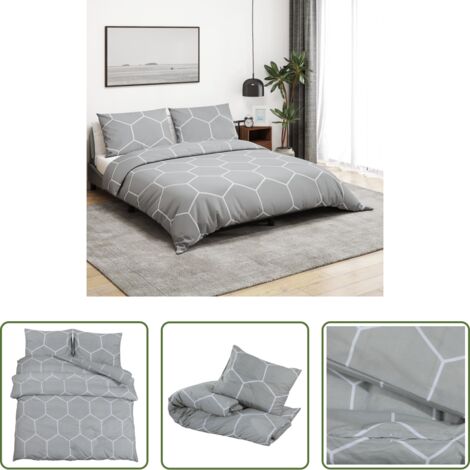 Copripiumino cotone -  Set Copripiumino Grigio 140x200 cm in Cotone