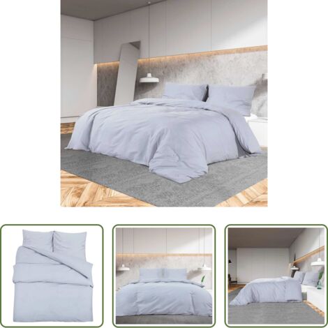 Copripiumino cotone -  Set Copripiumino Grigio 140x200 cm in Cotone